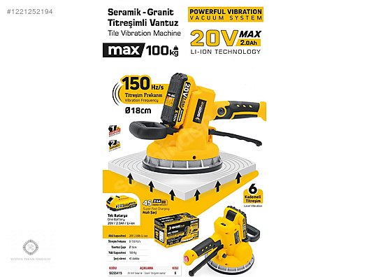 SGS5415 AKÜLÜ SERAMİK - GRANİT TİTREŞİMLİ VANTUZ 20V 1*2 2.0 Ah
